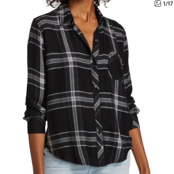 Rails Tops - Rails Hunter Shirt in a black and white plaid pattern